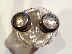 Sterling Crystal France Twin Miniature Salt Pepper Shakers Hallmark