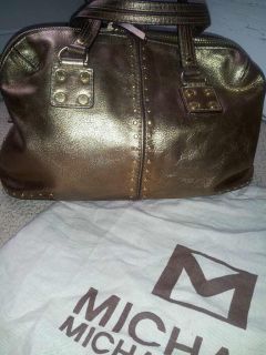 Michael Kors Gold Astor Leather Studded Handbag Purse