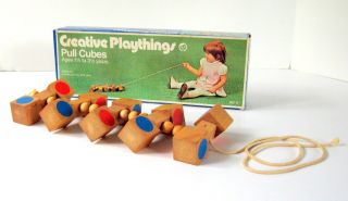 Vintage Creative Plaything Pull Cubes B0111 12 Long Wooden Pull Toy