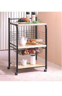 Beautiful Black Kitchen Microwave Cart with Two Shelves Wheels