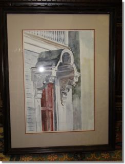 Mildred Kratz sketch WATERCOLOR painting early Bucks County door