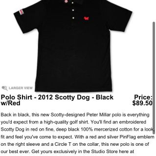 Scotty Cameron Peter Millar Polo Golf Shirt Scotty Dog Black w Red L