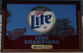 Huge Detroit Red Wings Miller Lite Stanley Cup Mirror 6 Feet x 4 Feet