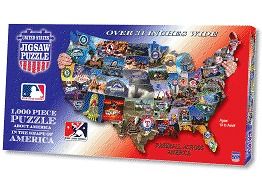 Baseball across America USA Shaped jigsaw puzzle MLB major minor