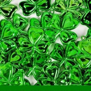 12 ~ Large Shamrock Beads ~ Plastic / Approx. 1.5 inch ~ New ~ St