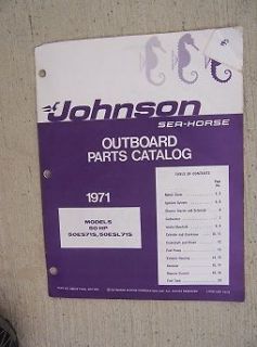 1971 Johnson Sea Horse Outboard Parts Manual Catalog 50 HP 50ES71S