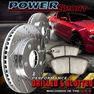 Front Kit] POWERSPORT: *DRILLED & SLOTTED* Brake Rotors + CERAMIC