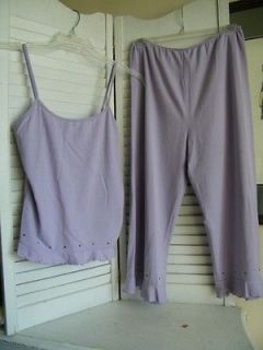 Purple Lavendar Lounge Set Pajamas 2 pc Medium Allen Schwartz ABS 5675