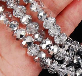 100pcs silvery Swarovski Crystal Loose Beads 4x6mm