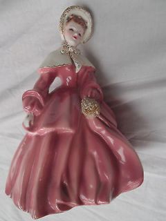 Lady Shawl bonnet hat muff Florence Ceramics Abigail figurine 8.5