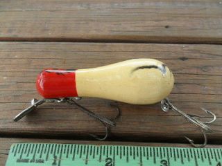 VINTAGE H I WOOD SCHMOO FISHING LURE   BOWLING PIN STYLE BAIT LOOK