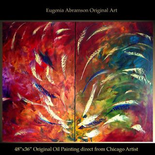 ORIGINAL FINE ART ABSTRACT MODERN OIL PAINTING DECOR Eugenia Abramson