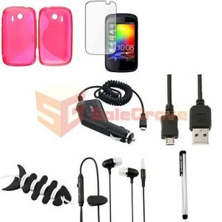 Accessory Pack Pink S Shape Gel Case+LCD Pro+More For HTC Explorer