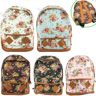 Women girl lady Vintage Cute Flower School Book Campus Bag Backpack