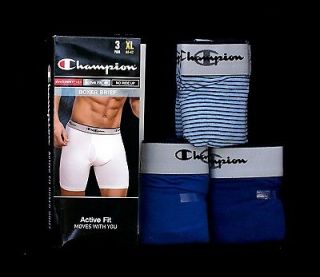 Pack Champion Active Fit Boxer Briefs Assorted Blues & Striped Blue