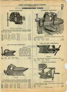 1924 AD Combination Vises Armstrong Diamond Farmers Anvil Cheney
