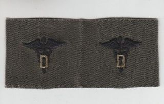 Army Officer Cloth Collar Device   Dental Corps   subdued pair