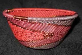 Warm Winter Wine Handmade African Zulu Telephone Wire Basket/Bowl SM