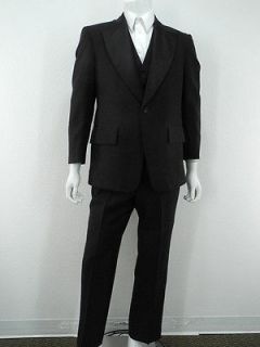 tuxedo suit pants jacket vest black After Six M 41S 41 S wool blend