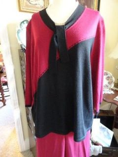 PLUS SIZE Sweater Top ALFRED DUNNER Wine & Roses Raspberry 1X XL 18