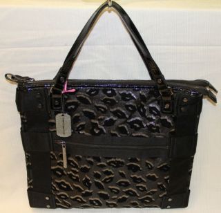 FORNARINA Pacey Large Black/Silver Leopard Print Shopping Handbag Bag