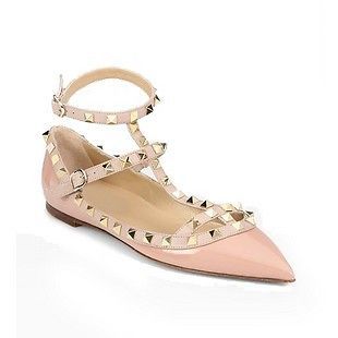 Stud Ankle Strap Flats As Seen on Alexa Chung Pink  SHIPS MARCH 1ST