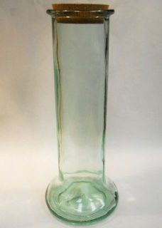 Large Tall Spanish Glass JAR CANISTER VASE Cork Seal 1.5 liter