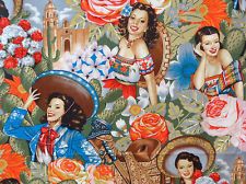 FAT QUARTER Alexander Henry Cotton Fabric Mexican Girls Las Senoritas