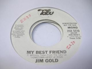 Rock Promo 45 JIM GOLD My Best Friend on Tabu (Promo)