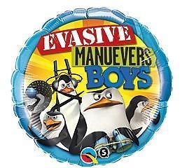 EVASIVE MANUEVERS BOYS MADAGASCAR PENGUINS BLUE GOLD 18 BALLOON