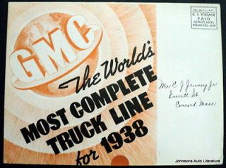 GMC 1938 All Models Truck Sales Mailer Brochure Poster