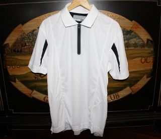 Mens L Large White with Black Trim Golf Polo Shirt Cutter & Buck SANTA