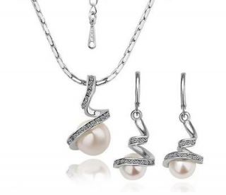 White Pearl 18_K Gold Plating Platinum Plated Wedding Jewelry Set