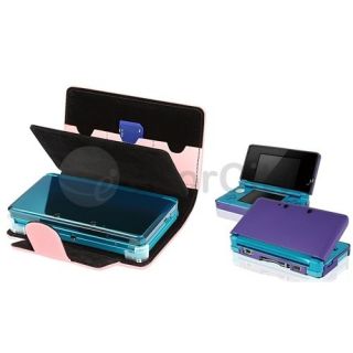 Purple Aluminum Case+Light Pink Leather Case Skin Cover For Nintendo