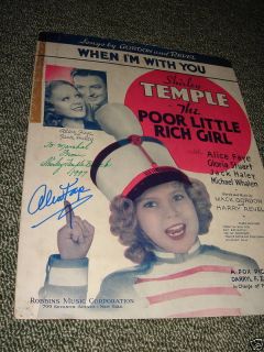 ALICE FAYE & SHIRLEY TEMPLE SHEET MUSIC AUTOGRAPHED