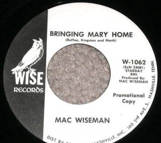 MAC WISEMAN Maple Sugar Sweetheart 45 RECORD DJ PROMO
