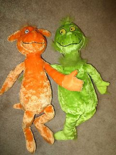 Dr. Suess grinch and orange plush stuffed animal toys lot of 2