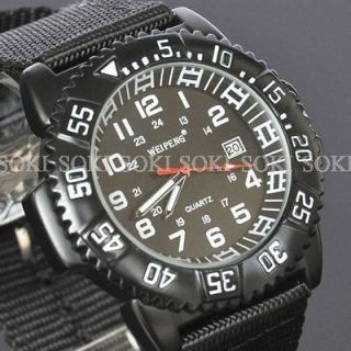 Military Sport Date Analog Time Black Quartz Mens Wrist Band Watch S58