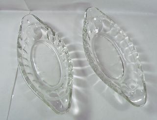 Vintage Set of 2 Banana Split Boat Dishes Clear Glass Heavy