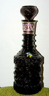 1960s Dark Purple/Black Amethyst Bonded Beam Whiskey Decanter Bottle
