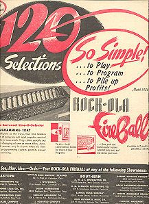Rock Ola Fireball model 1436 phonograph 1954 Ad  simple
