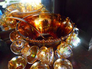 amber glass punch bowl