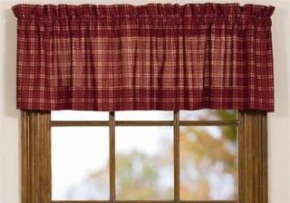 PATCH Window VALANCE   RED BURGUNDY PLAID COUNTRY PRIMITIVE AMERICANA