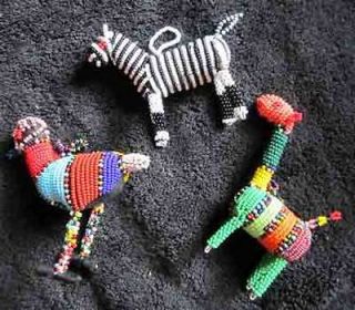 Hand Beaded African Zulu Animal Ornaments   Zebra, Bird, Giraffee #3