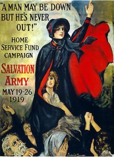 1919 CHRISTIAN SALVATION ARMY CAMPAIGN POSTER A MAN MAY BE DOWN DUNCAN