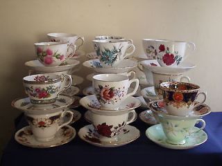 MISMATCH VINTAGE TEA CUPS AND SAUCERS IDEAL FOR WEDDINGS TEA