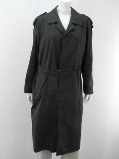 Mens trench coat dark gray London Fog M polyester belted button up