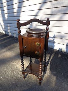 Antique/ Vintage Dark Mahogany Smoking Stand with Pipe Bowl