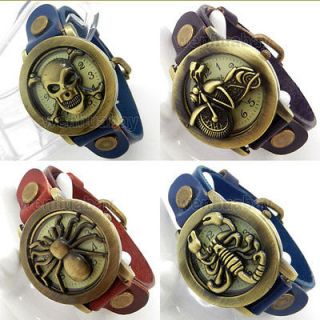 Antique Skull/Motorcycle/Spider/Scorpion Quartz Wrist Watch Flip