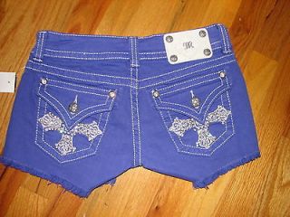 MISS ME SHORTS NWT PURPLE EMBELLISHED SIZE 26 BACK BUTTON POCKETS